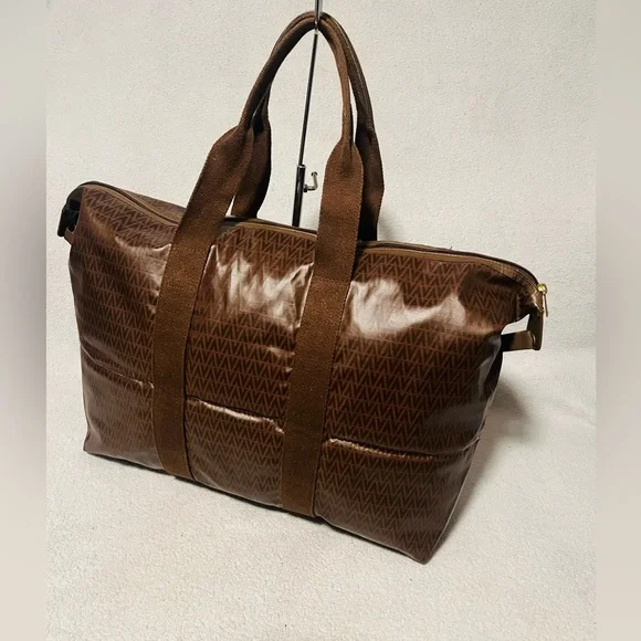 Mario Valentino Soft PVC Monogram Foldable Overnight Travel Tote Bag - Picture 8 of 13